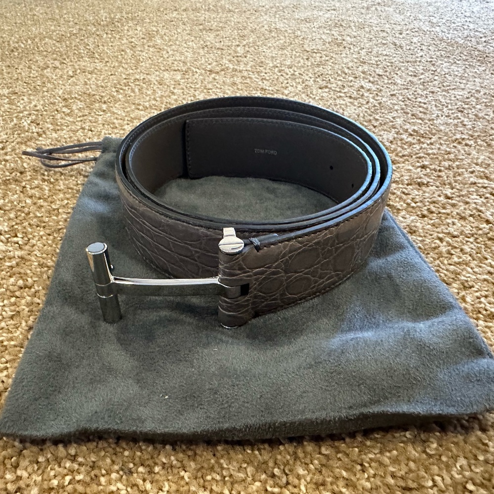 Tom Ford Crocodile T Buckle Belt Size 100/40